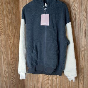 Contrast-Trim Hooded Terry Jacket